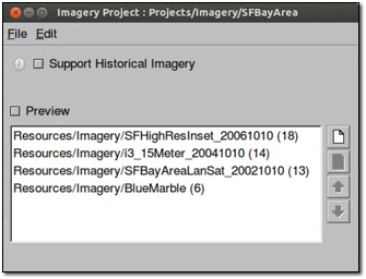 Imagery Project Editor: list of resources