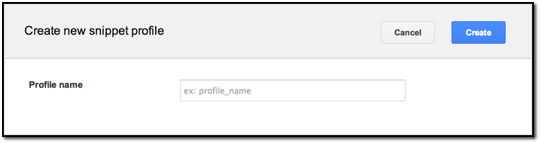 GEE Server Create Snippet Profile dialog