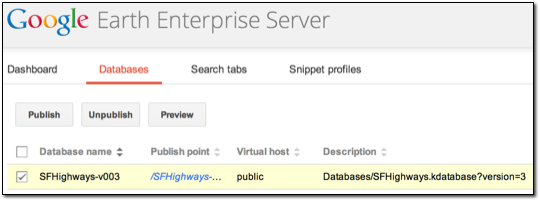 GEE Server Database Publish