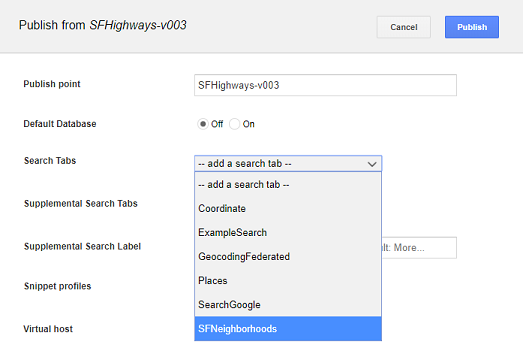 Publish Search Definition dialog