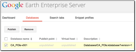 GEE Server Database Publish