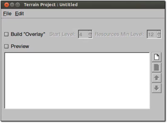 New Terrain project editor window