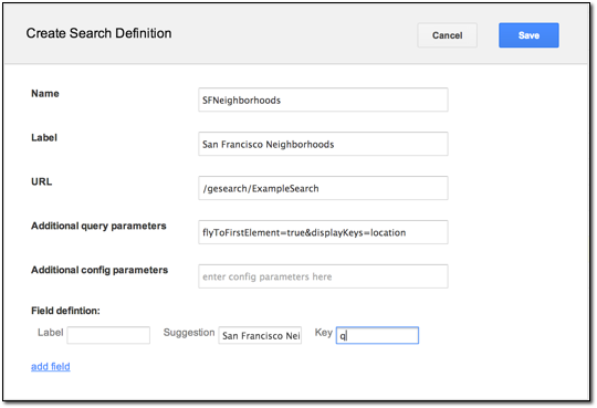 Create Search Definition dialog Full