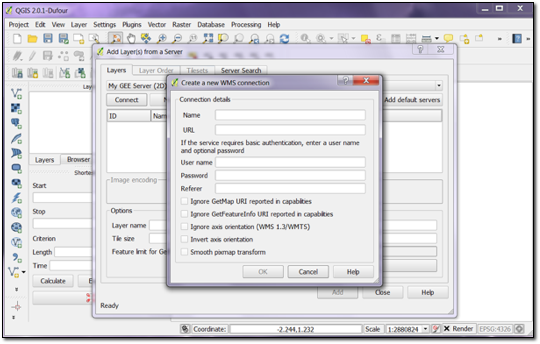 Create WMS connection dialog